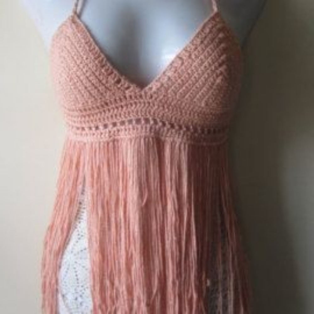 Hippie style cream halter top